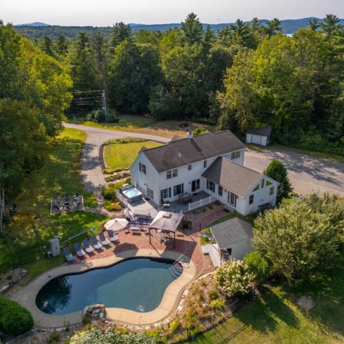 Backyard with pool & hot tub