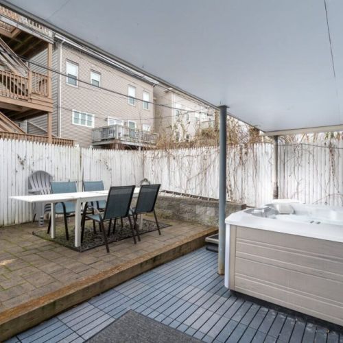 Outdoor patio hot tub area