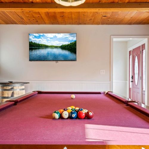 Main level pool table & new smart TV
