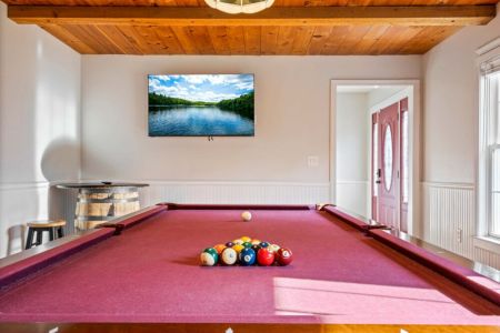 Main level pool table & new smart TV