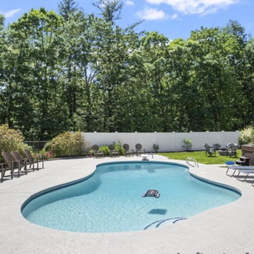 Gunite pool with new plaster, tile and large expanded patio installed in 2026